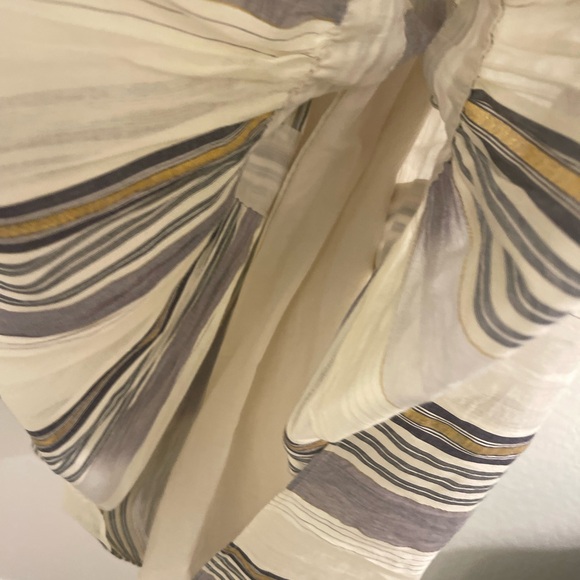 Banana Republic Zephyr Midi Skirt Gauzy Cream Gold Striped Midi Skirt - Picture 9 of 10